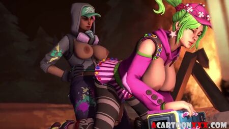Un personnage futanari de Fortnite en train de faire l'amour avec un héros sexy