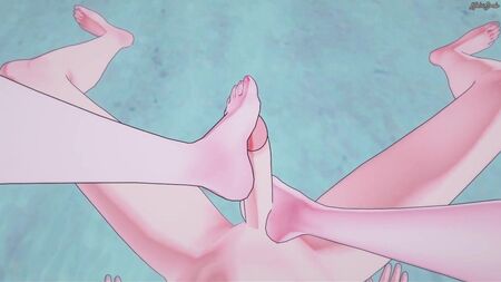 Nami te baise avec ses pieds sur la plage, vu de ton point de vue. One Piece