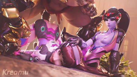 Overwatch - D.Va et Widowmaker : une levrette orgasmique avec une éjaculation massive (son)