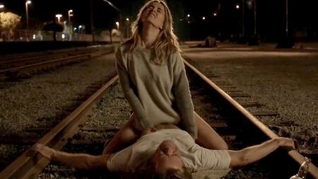 Bojana Novakovic chevauche un homme dans un train dans « Shameless »