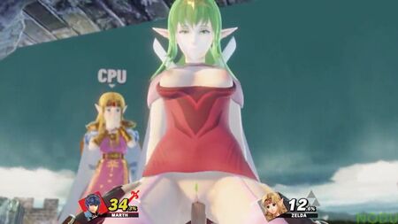 Fire Emblem : Tiki sur le dos de Marth en 3D