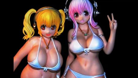 Figurines de Super Sonico et Super Pochaco en bukkake par FL 75