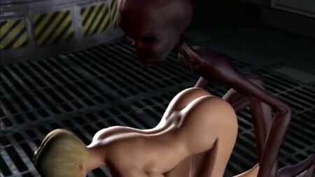 Un extraterrestre en 3D a des relations sexuelles avec une femme blonde