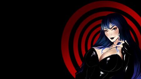 Papille de dessin animé glamour dans une robe noire serrée
