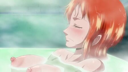 Nami - nue ; nue ; dans la salle de bain ; gros seins ; gros seins ; gros cul ; chatte ; porno hentai 3D ; [One Piece]