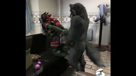 3D Yiff par H0rs3 Yiff Futa Porno furry Sexe E621 FYE bondage brutal BDSM : un loup baise une futanari écailleuse, une fille à bite, une trans