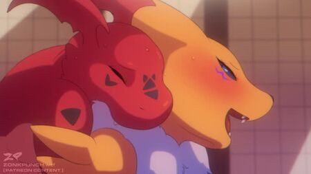 FURRY YIFF : L'HEURE DU BAIN - RENAMON ET GUILMON : CREAMPIE - SON zonkpunch