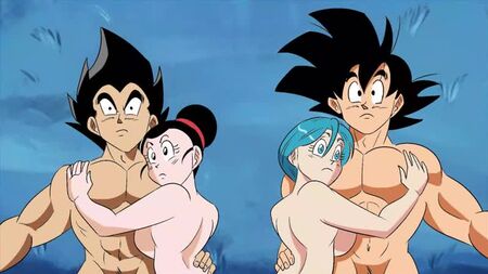 Bulma Briefs x Gogeta & Chichi x Son Goku - chevauchée ; éjaculation interne ; orgasme ; gros seins ; porno hentai 3D ; [Dragon Ball Z]