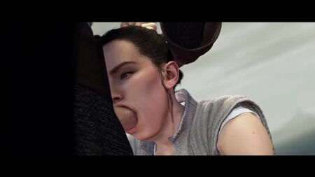 Rey - « Première leçon » ; sexe oral ; fellation ; gorge profonde ; baise buccale ; éjaculation ; avaler du sperme ; porno hentai 3D ; [Star Wars]