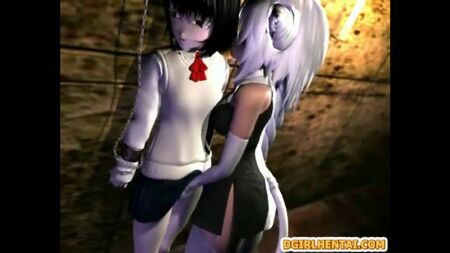 Une transsexuelle hentai de quartier défavorisé se fait baiser alors qu'elle est enchaînée