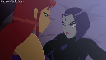 (Son) Starfire & Raven : animation futanari [DC, Teen Titans ; Porno ; Hentai ; Dickgirl ; R34 ; Sexe ; 2D ; хентай ; футанари]