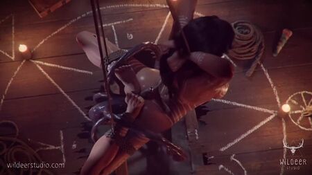 Lara Croft. Porno en 3D. Tentacules