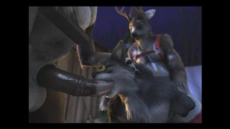 3D Gay Yiff par H0rs3 - Porno furry - Sexe - E621 - Renne, double pénétration, femboy, loup, Noël
