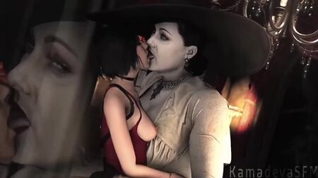 Lady Alcina Dimitrescu x Ada Wong - domination féminine ; yuri ; lesbiennes ; sexe oral ; cunnilingus ; porno hentai 3D ; [Resident Evil 8: Village]