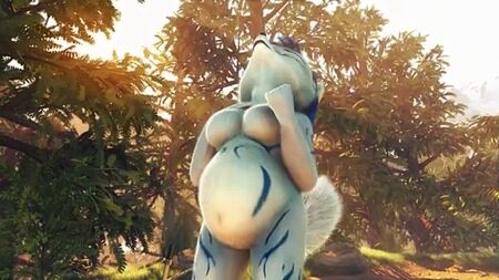 Une fille furry vore, la tête la première
