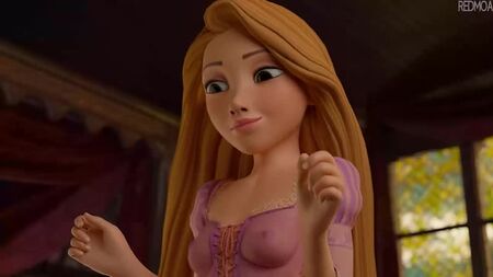Rapunzel - branlette avec les pieds ; fétichisme des pieds ; masturbation ; éjaculation ; vue sur les seins ; jolie fille ; porno hentai 3D ; (par Redmoa) [Disney ; Raiponce]