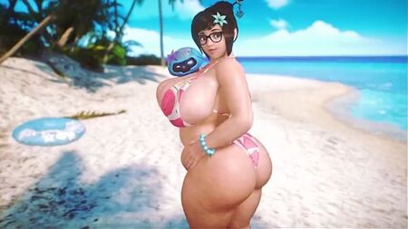 Mei - pulpeuse ; gros cul ; fesses généreuses ; gros seins ; poitrine généreuse ; seins qui rebondissent ; porno hentai 3D ; (@banskinator) [Overwatch]