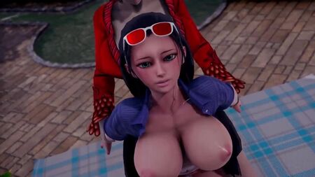 Nico Robin x Boa Hancock - futanari ; yuri ; lesbiennes ; sexe oral ; fellation ; levrette ; porno hentai 3D ; [One Piece]